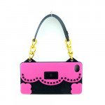 Wholesale iPhone 4S 4 Flower Handbag (Hot Pink - Black)